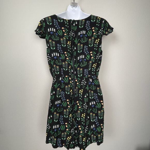 Modcloth X Collectif Floral Surplice Romper Womens Size 6 Black Multicolor Boho - Picture 4 of 8